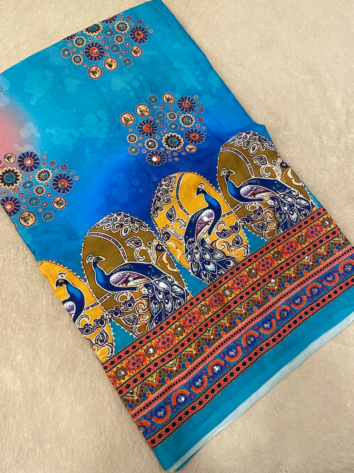 Banarasi Kalamkari Saree With Mirror Work