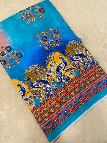 Banarasi Kalamkari Saree With Mirror Work