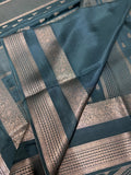 Pure Mix Crepe Mysore Silk Saree  (Bottle green)