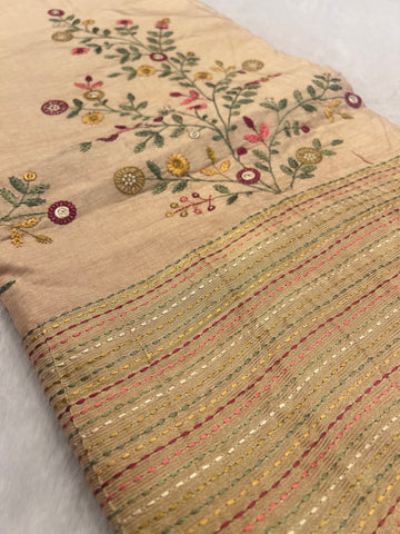Premium Chanderi With Kaatha Work Saree ✨
