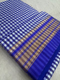 Premium quality Ilkal cotton saree- Royal Blue and White