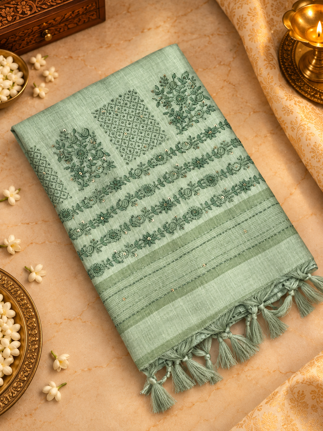 Premium kora organza with kaatha work -902510