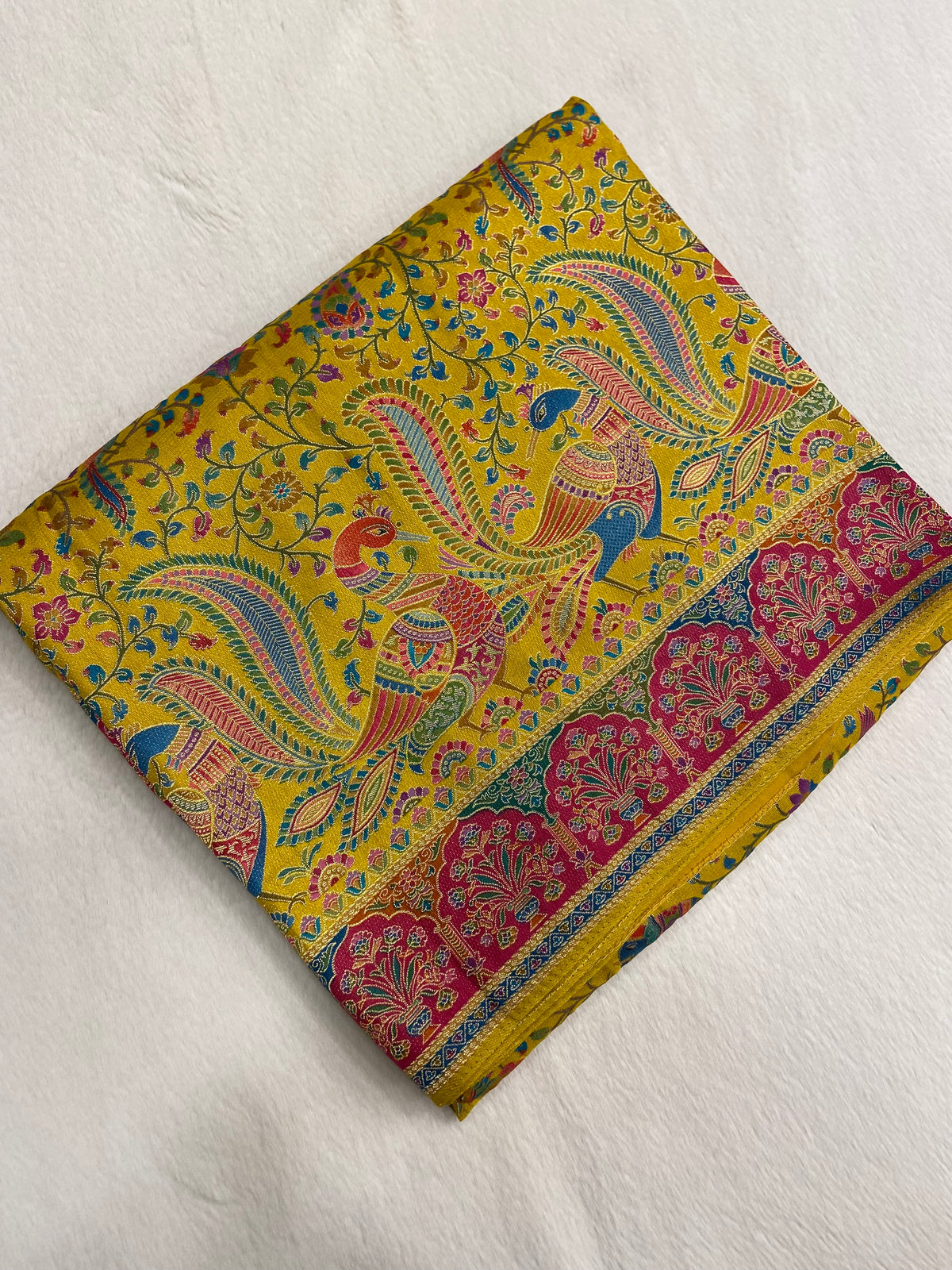 Premium Banarasi Crepe Kalamkari Saree