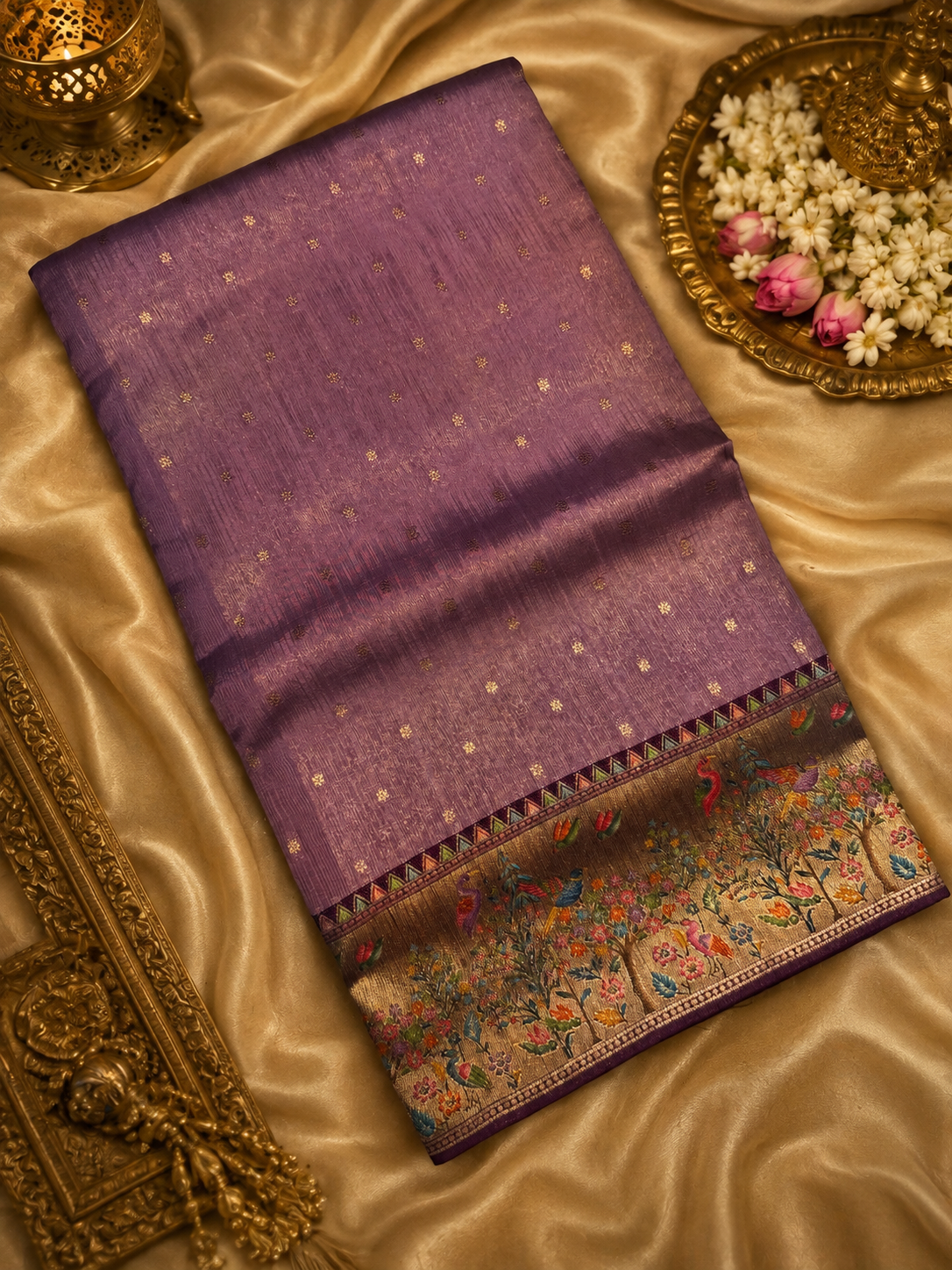 Premium Banarasi Crepe Kalamkari Saree