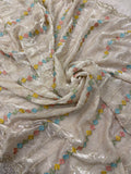 Premium Crush Organza Saree (Cream)