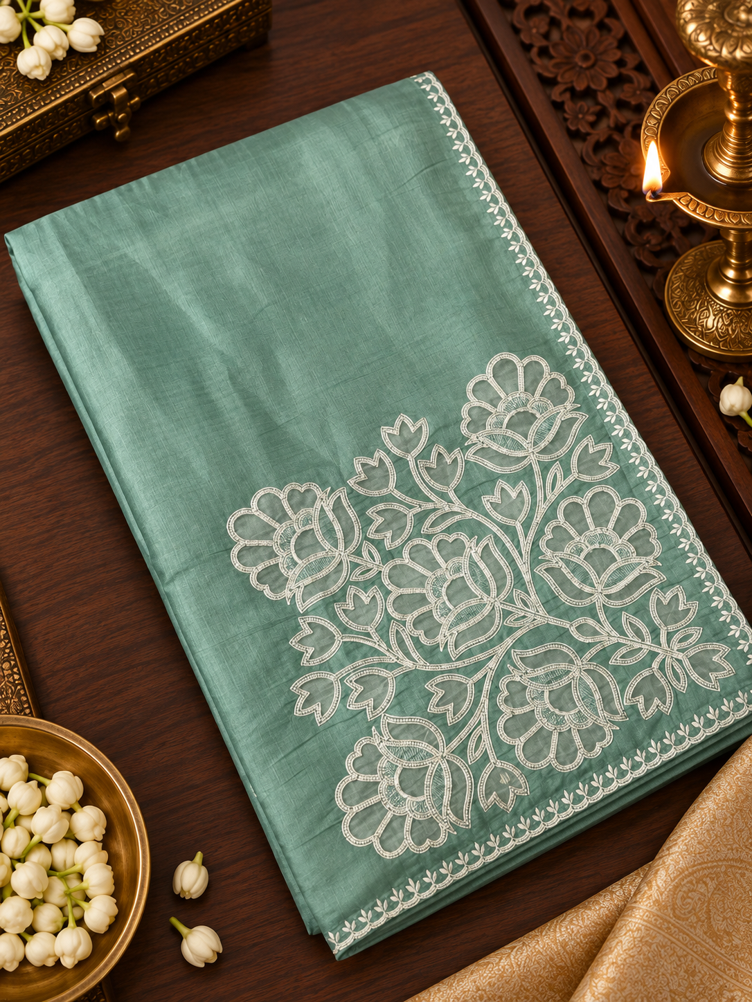 Premium Soft Organza Saree With Embroidery