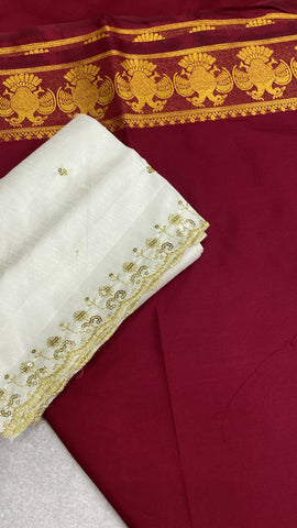 Premium Semi Crepe Mysore Silk Saree With Double Blouse 🤎