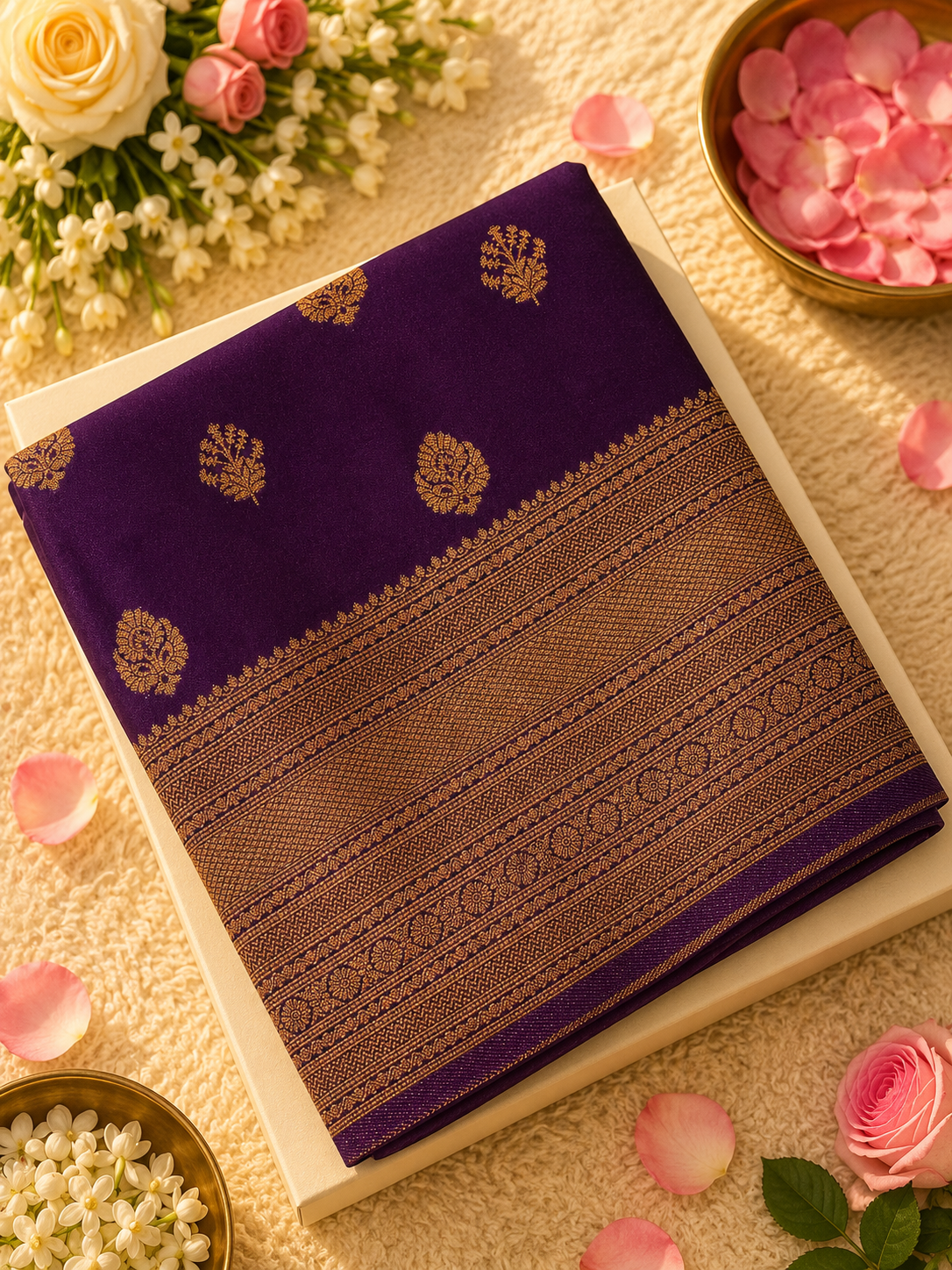 Premium Georgette Saree With Zari Work 💜