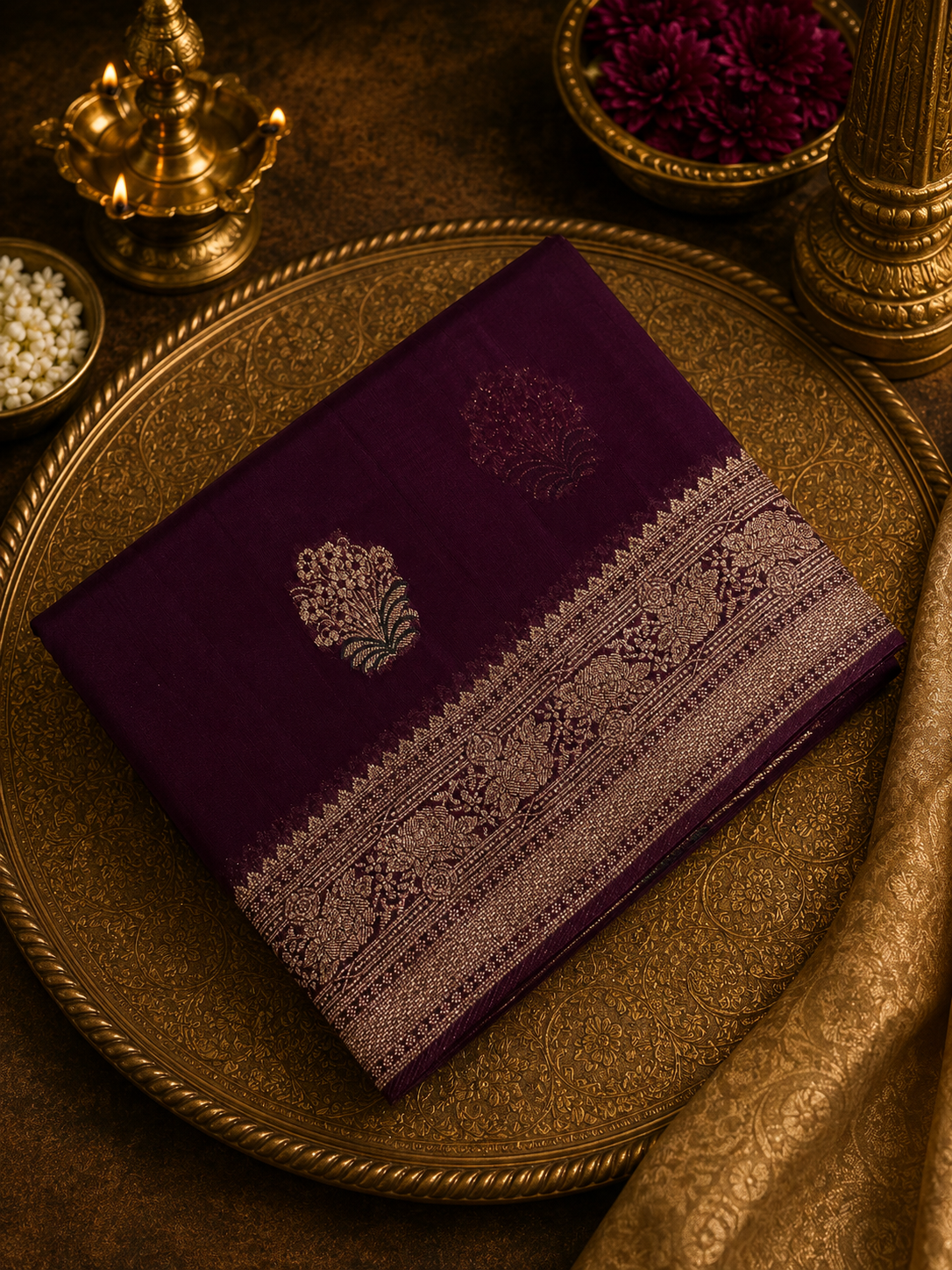 Premium soft Tussar saree- Winish purple