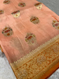 Premium Crepe Satin Silk Saree (peach)