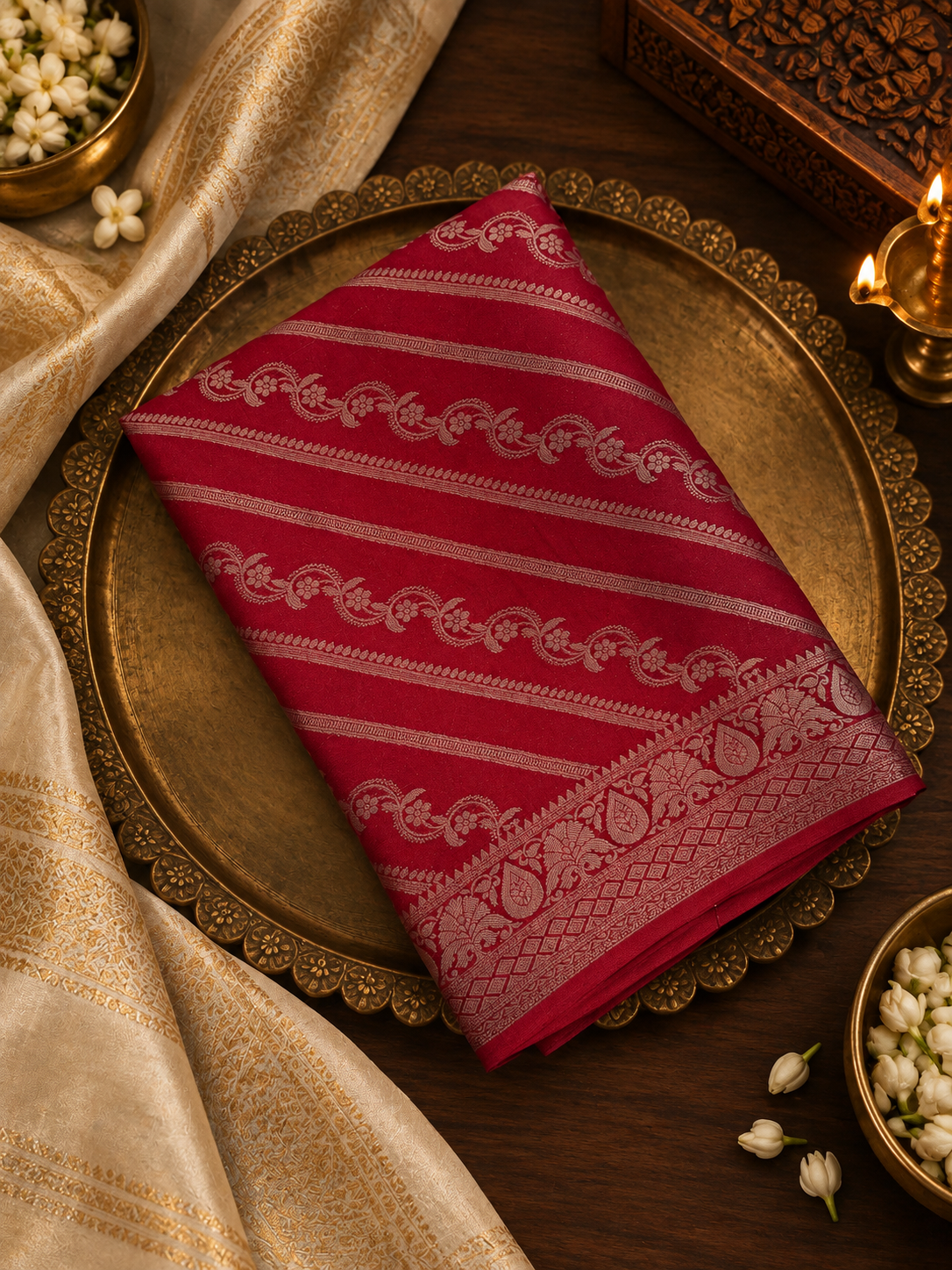 Premium Dola Silk Saree- 902282 Reddish pink