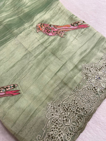 Pure Tissue Organza Saree With Embroidery