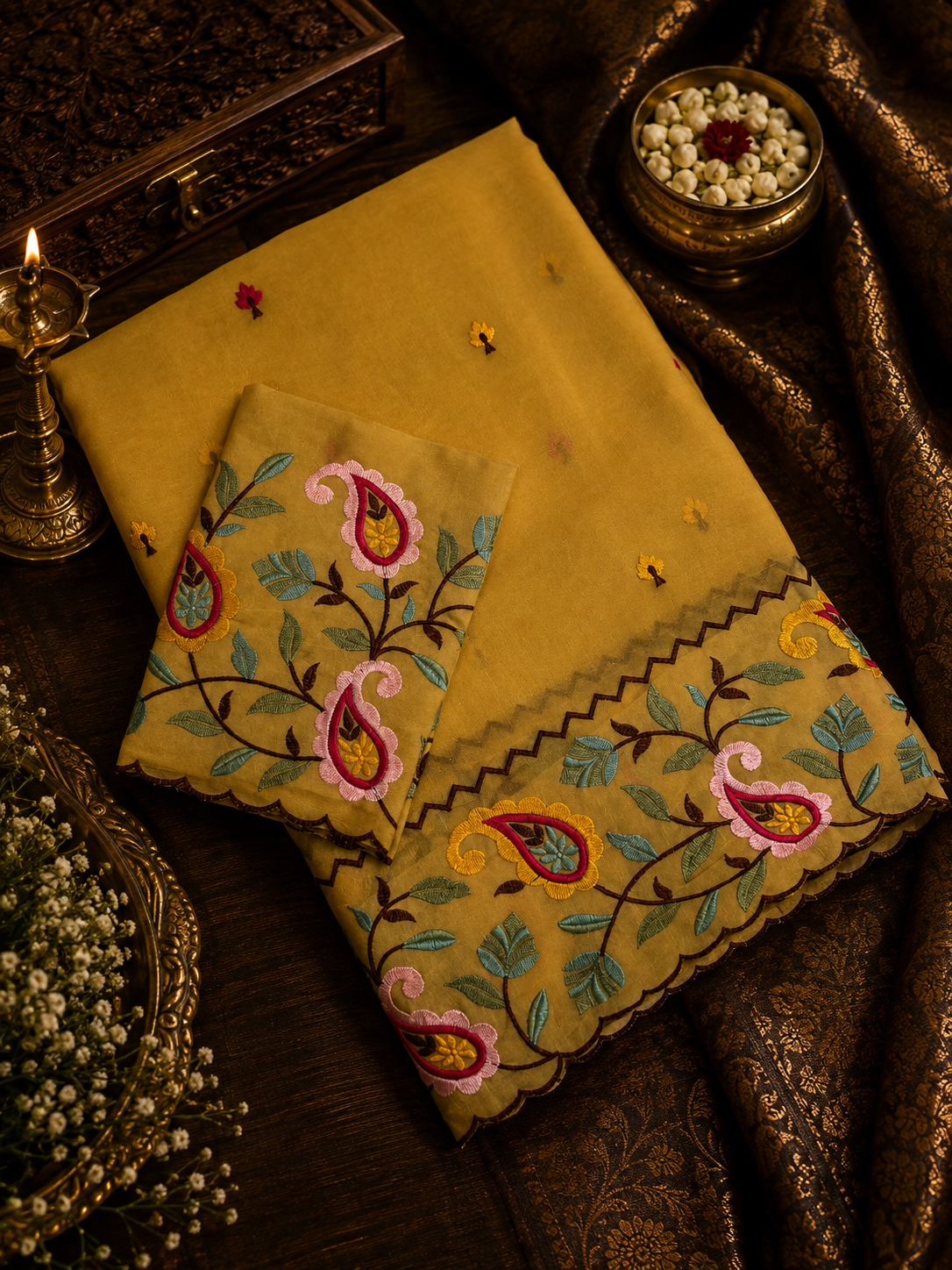 Premium Organza Saree with thread embroidery