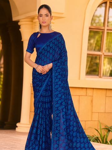 Semi crepe saree with stone work