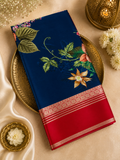 Pure Mix Printed Mysore Crepe Silk Saree