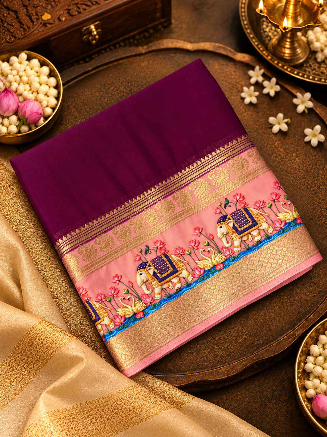 Premium Crepe Semi Mysore Silk Saree- 902663