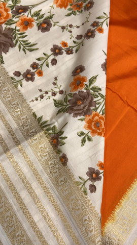 Semi Mysore Silk Saree Digital Print Blouse