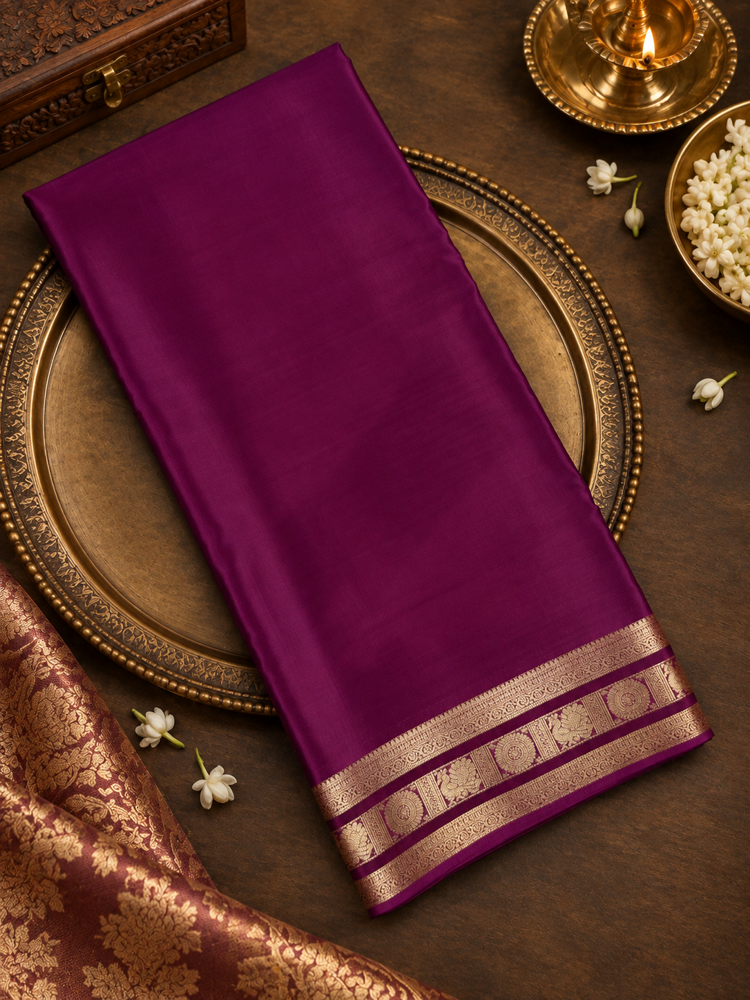 Pure Mix Mysore Crepe Silk Saree- 902032 Wine