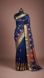 Organza silk saree in sapphire night