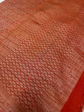 Pure Mix Mysore Crepe Silk Saree in brocade design- 902595 Rust Orange