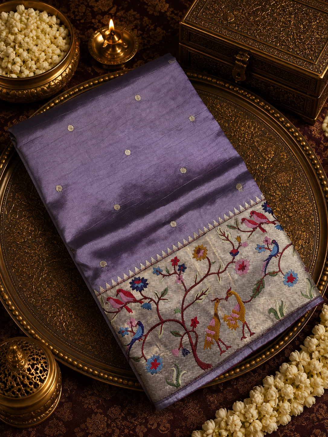 Premium quality soft Tussar saree with thread embroidery