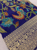 Premium Banarasi Crepe Kalamkari Saree💙