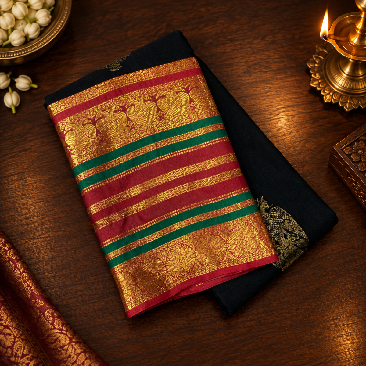 Premium Semi Kanchipuram Silk Saree🖤
