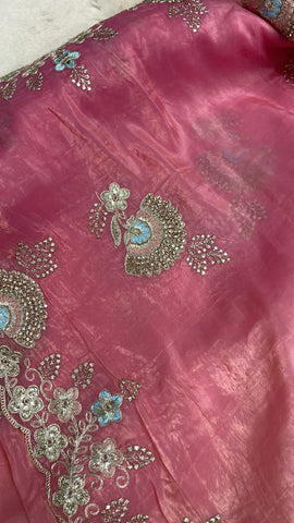Designer Chinnon Saree With Work