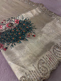 Tissue Bridal Semi Silk  Saree With Work- 902495