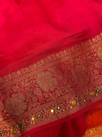 Pure crepe chinnon saree with cutdana work