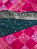 Pure Chinnon crepe Saree- 902541 Reddish pink