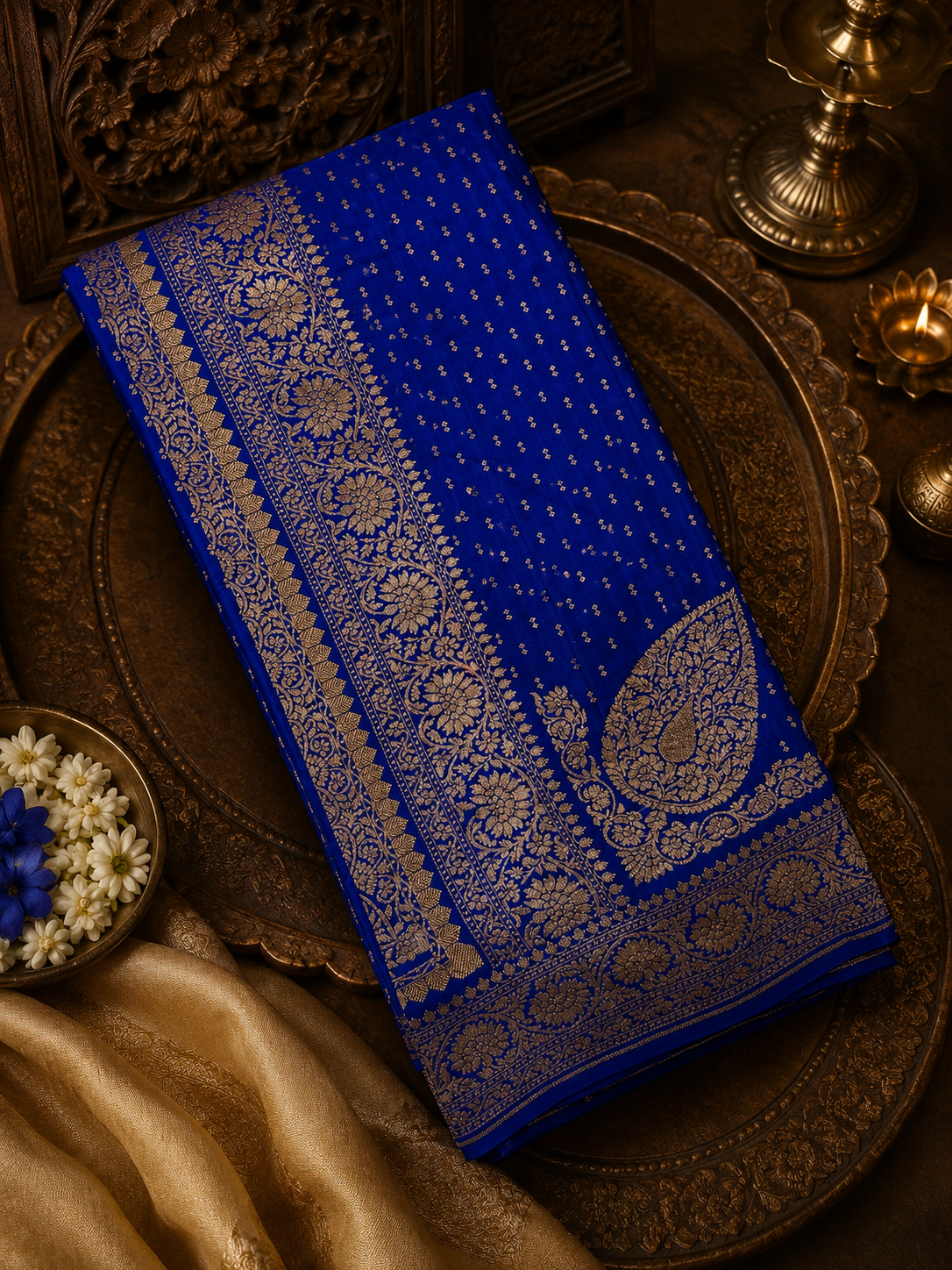 Pure crepe khaddi Banarasi saree- Silk mark certified