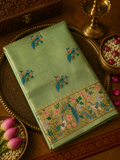 Premium Soft Tissue Organza Saree With Paithani Border