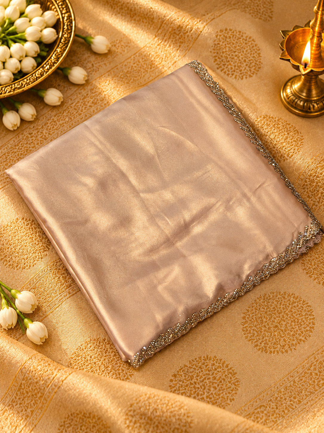 Party Wear Jimmy Chu Saree (Peach)- 902611