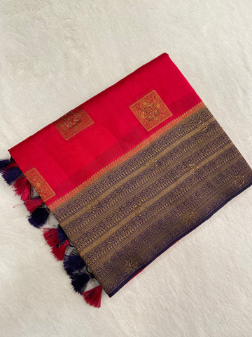 Assam Silk With Stone Work Saree✨