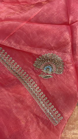 Designer Chinnon Saree With Work
