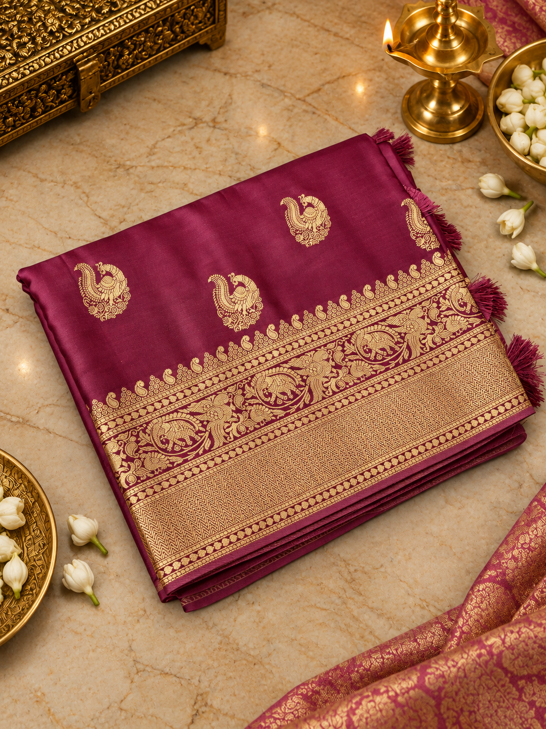 Pure Crepe Satin Silk Saree - 902221