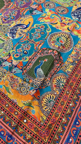 Banarasi Kalamkari Saree With Mirror Work