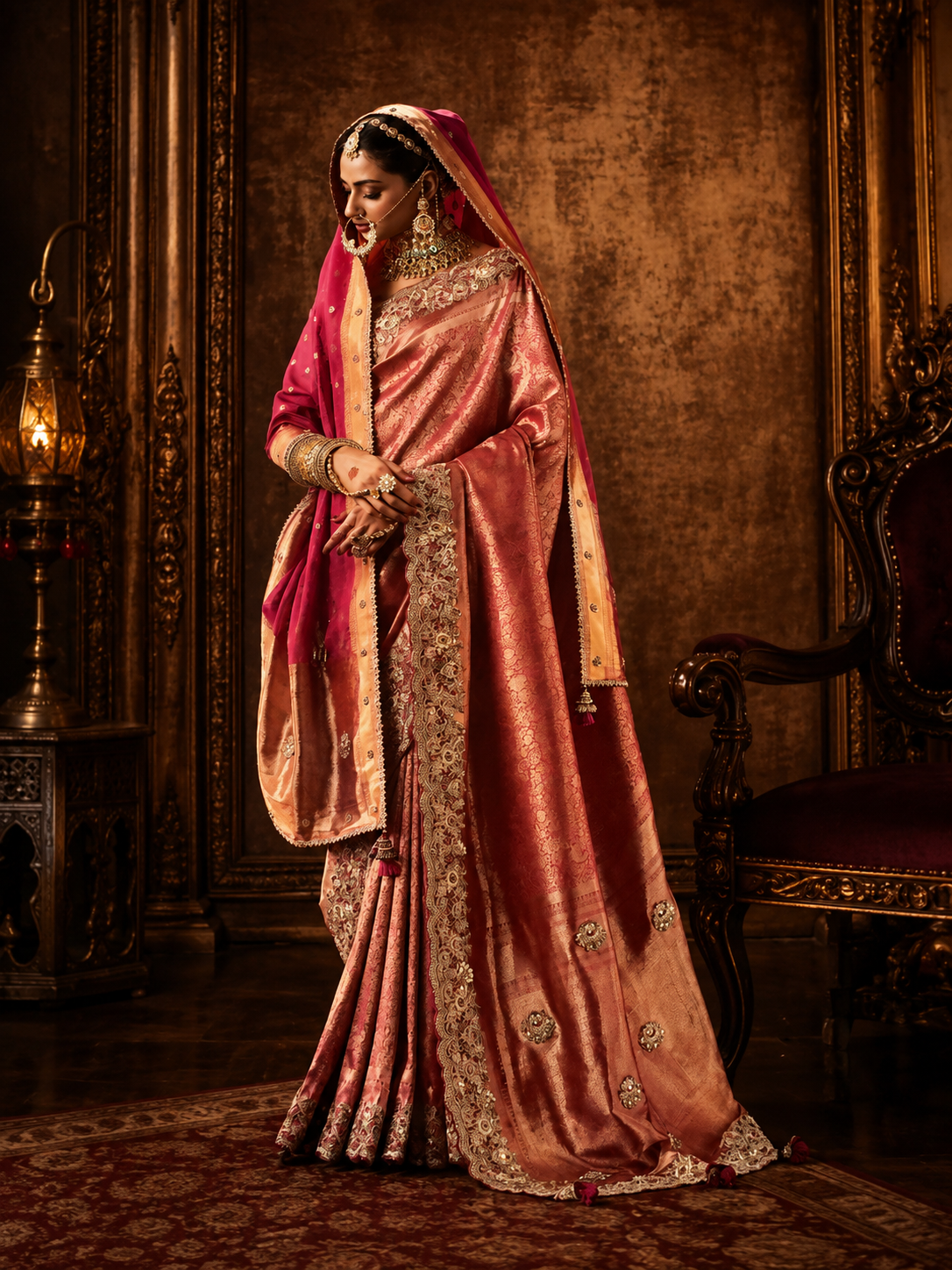 Pure handwork tissue kanjeevaram saree with dupatta