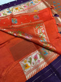 Premium Quality Tussar Saree in Paithani Weaves With Satin Border 💜