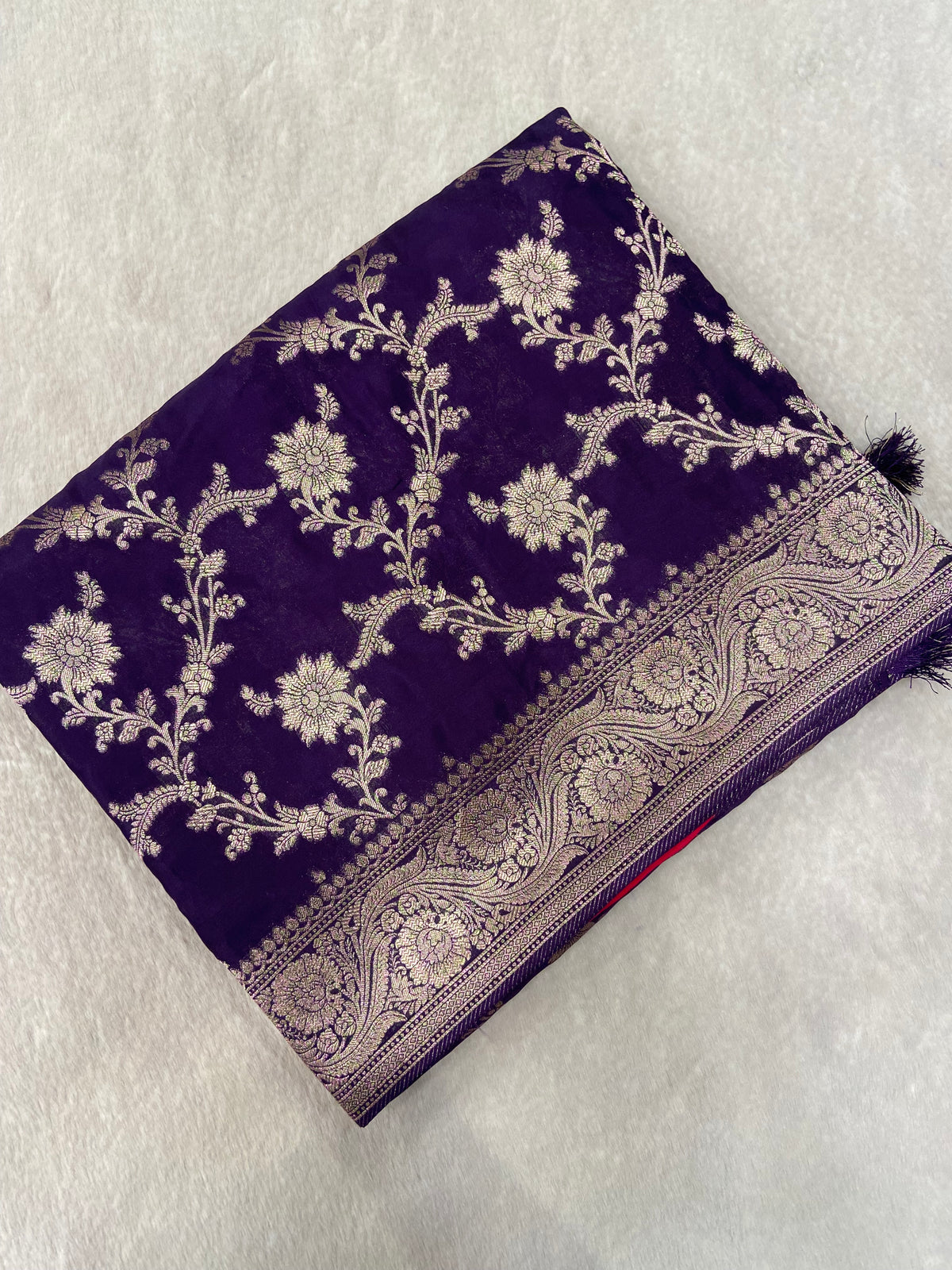 Premium Crepe Satin Silk Saree 💜