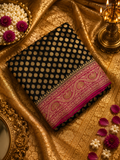 Pure crepe khaddi Banarasi saree- Silk mark certified- Black