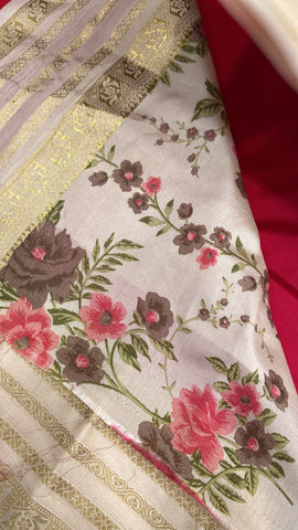 Semi Mysore Silk Saree Digital Print Blouse