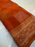 Pure Chinnon crepe Saree- 902541 Orange