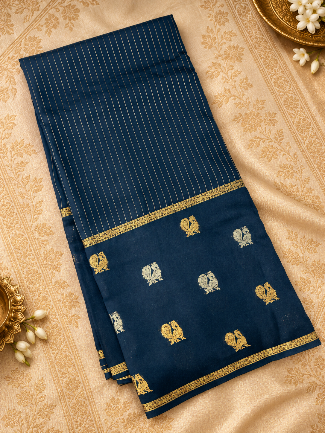 Pure Mix Crepe Mysore Silk Saree(dark) - 902976