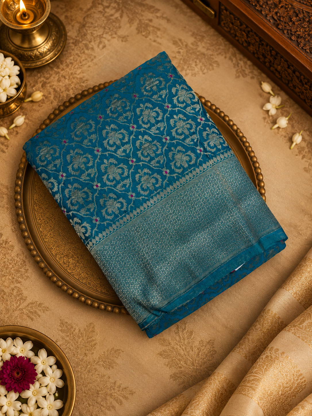 Premium Crepe Georgette Saree- Sky Blue- 902140