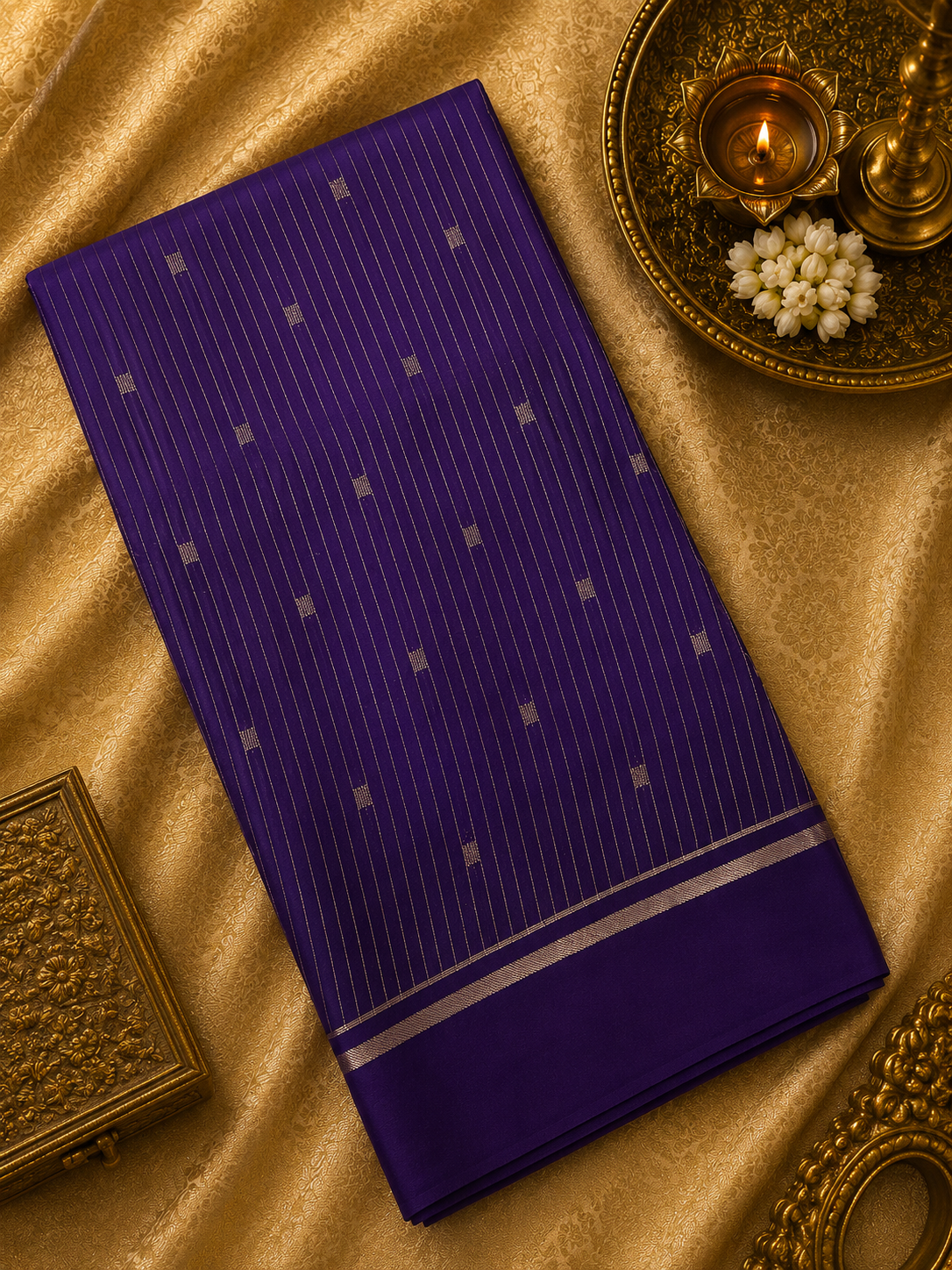 Pure Mix Crepe Mysore Silk Saree  (Purple)