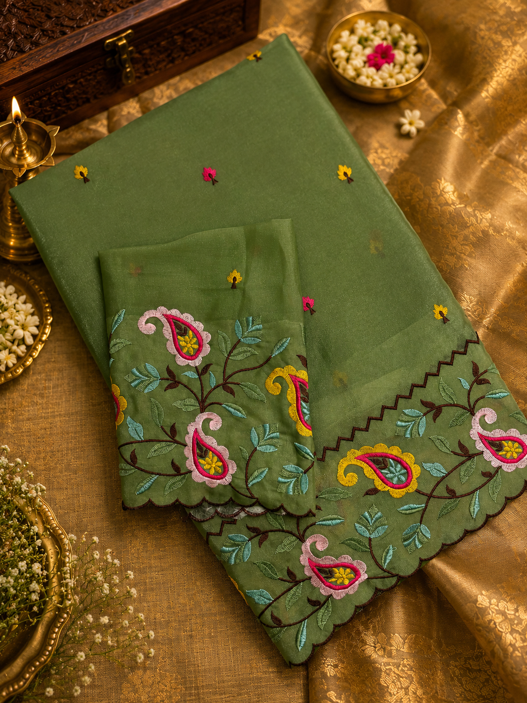 Premium Organza Saree with thread embroidery