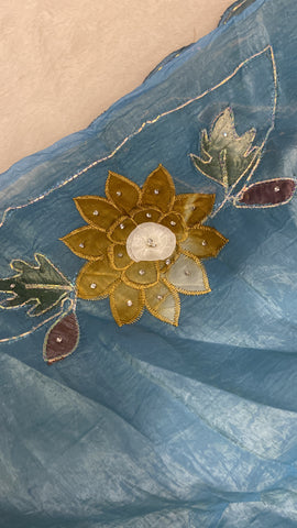 Pure paper crush organza saree