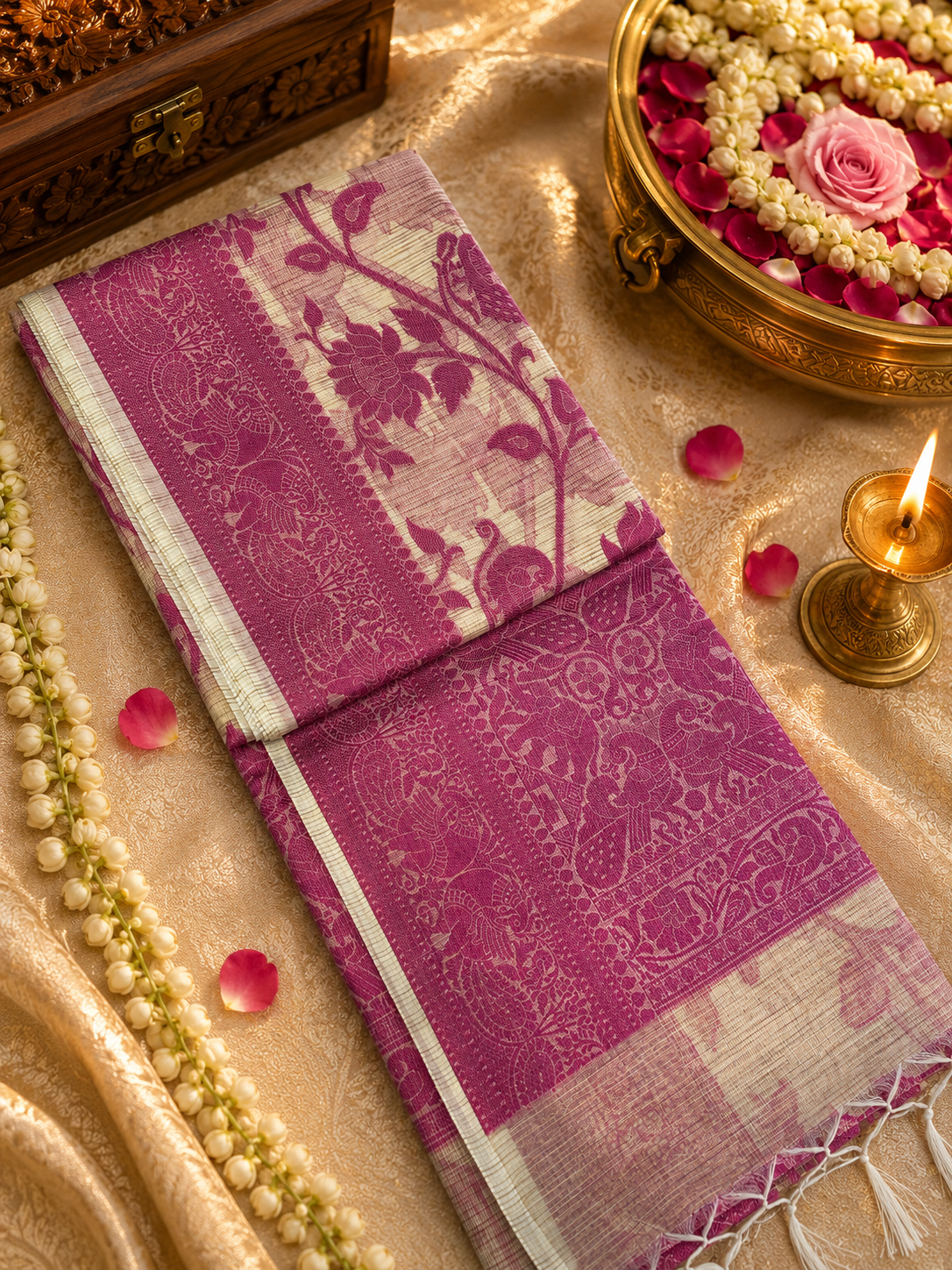 Premium Super Net Linen Saree